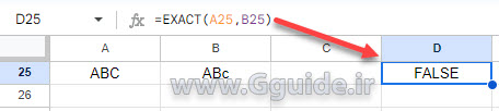 google sheets EXACT function